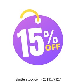15% off percent offer, with online sale purple light label design