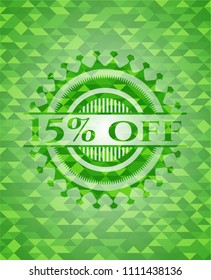 15% off realistic green mosaic emblem 15% off realistic green mosaic emblem