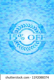 15% off realistic sky blue mosaic emblem