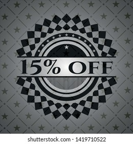 15% off retro style black emblem. Vector Illustration. Detailed.