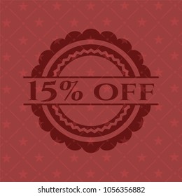 15% off retro style red emblem