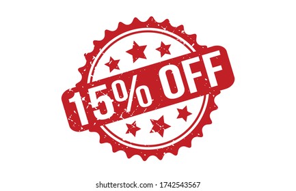 15% Off Rubber Stamp. Red 15% Off Rubber Grunge Stamp Seal Vector Illustration - Vector