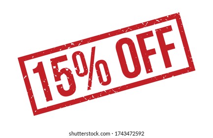 15% Off Rubber Stamp. Red 15% Off Rubber Grunge Stamp Seal Vector Illustration - Vector
