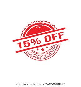 15 % Rabatt auf Gummistempel. Red Rubber Grunge Stamp Vektorgrafik