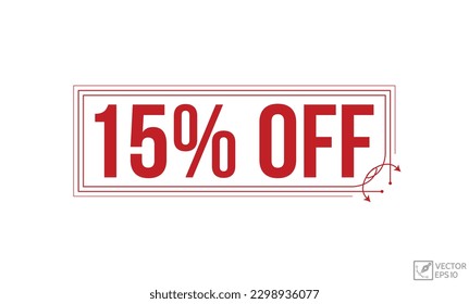 15% de la ilustración vectorial del sello de caucho desactivado en fondo blanco. 15% Sello de goma