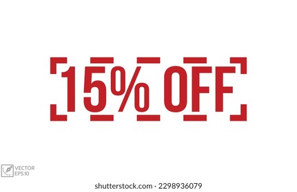 15% de la ilustración vectorial del sello de caucho desactivado en fondo blanco. 15% Sello de goma