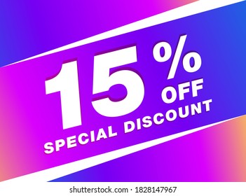 15% OFF Sale Discount Banner. Discount offer price tag. 15% OFF Special Discount offer