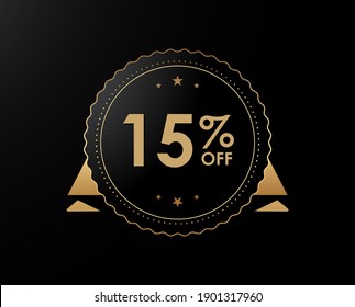 15% OFF Sale Discount Banner, 15 percent off isolated sticker