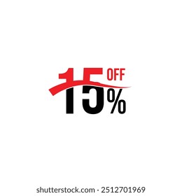 
15% off venda modelo de desconto design .15% off distintivo ícone logotipo. Sinal de 15 por cento de venda de desconto no fundo branco. Vetor e ilustração.
