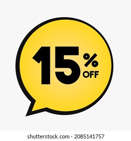15 off sale yellow and black balloon in a white background
