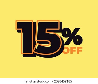 15% off tag fifteen percent discount black friday sale black letter yellow background