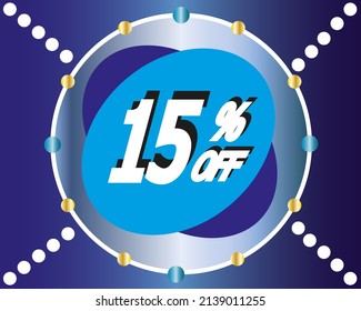15% off. vector blue centurao with golden balls for special promotion in stores