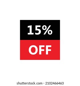 Up To 15% Off. Vector illustration of special offer sale sticker on white background. Red black bargain symbol. Cut price icon. Discount, sale concept.