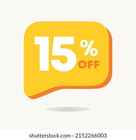 15% off. Vector illustration of Special Offer sticker for sales. Discount tag for advertising campaign for stores, retail, marketing, shopping ad.
