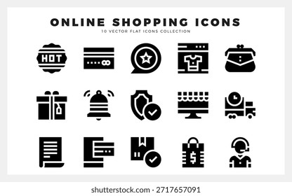 15 Paquete de iconos de glifos de aprendizaje en línea. Ilustración vectorial.