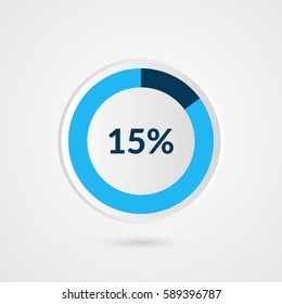 15 Percent Blue Grey And White Pie Chart. Percentage Vector Infographics. Circle Diagram Business Illustration 