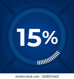 15 percent count on dark blue background