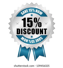 15 percent discount button blue