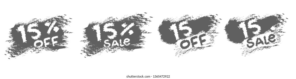 15 percent discount chalk style typographic promotion banner element with grey chalkboard background