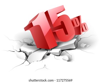 15 percent discount icon on white background