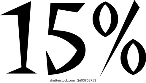 15 Percent Discount Offer Number Typography Style A0136