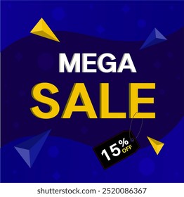 15 por ciento de descuento. Descuento en composición creativa. 3d mega venta 15% símbolo con objetos decorativos. Venta Anuncio y cartel. Ilustración vectorial.
