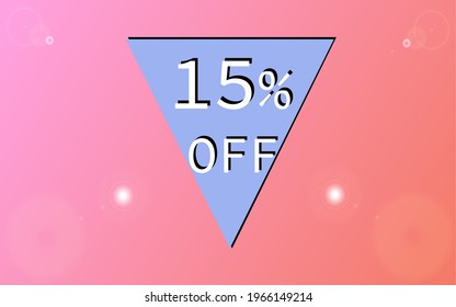 15 percent discount pink orange triangle for offers and promotions