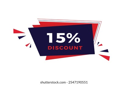 15 por cento desconto venda grande promoção, compras desconto etiqueta vetor ilustração.