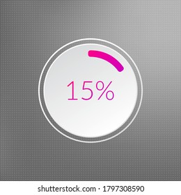 15 percent isolated pie chart. Percentage vector, infographic icon on dotted background. Sign for business, finance, web design, download, progress