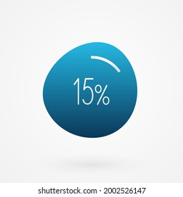 15 percent isolated pie chart. Vector infographic gradient icon. Sign for business, finance, web design, download, progress