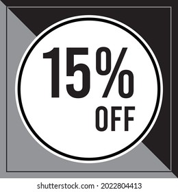 15 percent off black and gray promotions tag