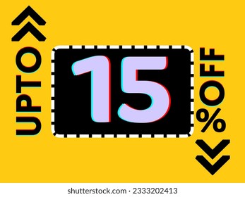 Up to 15 percent off discount, business and advertising icon, discount banner 