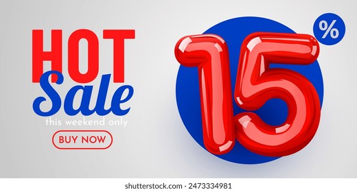 15 percent Off. Discount creative composition. Mega Sale. Vector illustration.