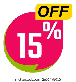 15 percent off, 15% discount creative composition, Product presentation, mock up, podium. Sale banner and poster, vector illustration.