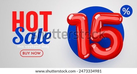 15 percent Off. Discount creative composition. Mega Sale. Vector illustration.