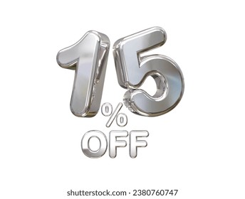 15 percent off discount sale 3d rendering text illustration