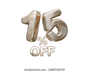 15 percent off discount sale 3d rendering text illustration