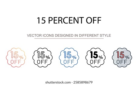 15 Percent Off icon design with white background stock illustration