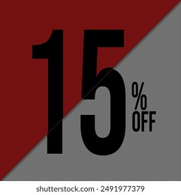 15 percent off, with red and gray noise background