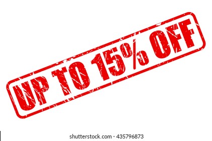UP TO 15 PERCENT OFF red stamp text on white