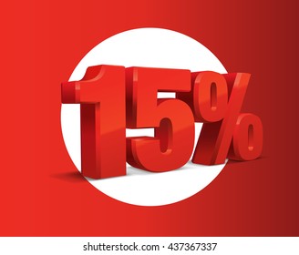 15 percent off, sale background, object 3D. Eps10 Vector.