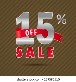  15 percent off, 15 sale discount text- vector EPS10