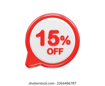 15 percent off text effect 3d rendering illustration