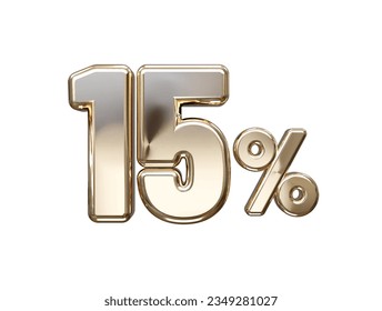 15 percent off vector text effect 3d rendering gold