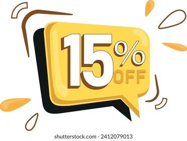 15 percent off yellow floating discount balloon