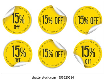 15 percent off yellow paper sale stickers