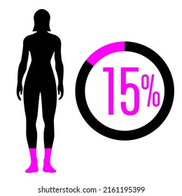 15 percent people icon vector graphic, Woman  pictogram concept, 15-100