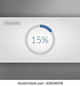 15 percent pie chart symbol. Percentage vector infographics. Circle diagram icon 