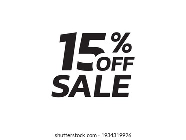 15 percent price off icon, label or tag for sale. Discount badge or sticker design. Vector illustration.