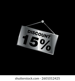 15 Percent Silver Hanging Sign Discount Store Template